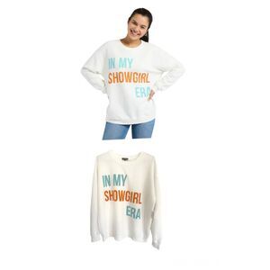 Originality  "In My Showgirl Era" crewneck Oversized Fleece Sweatshirt Sz S